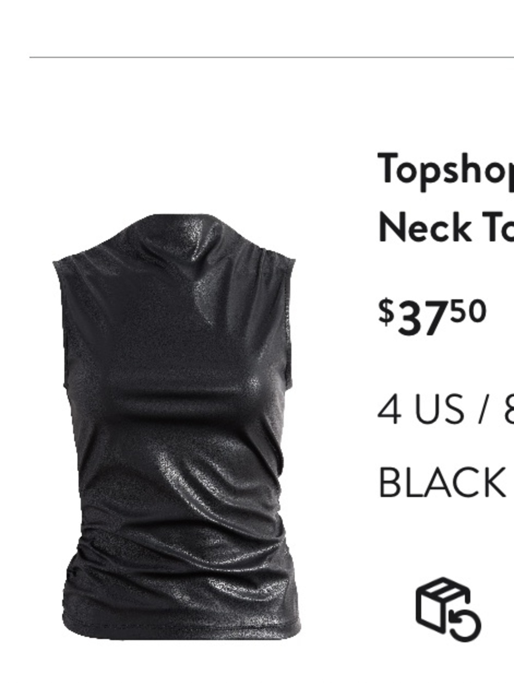 Topshop Black Sleeveless Faux Leather Funnel Neck Camisole